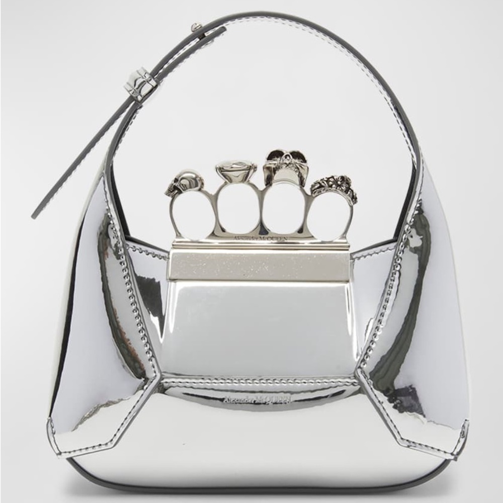 Alexander McQueen Mini Jewel Skull Metallic Top-Handle Bag